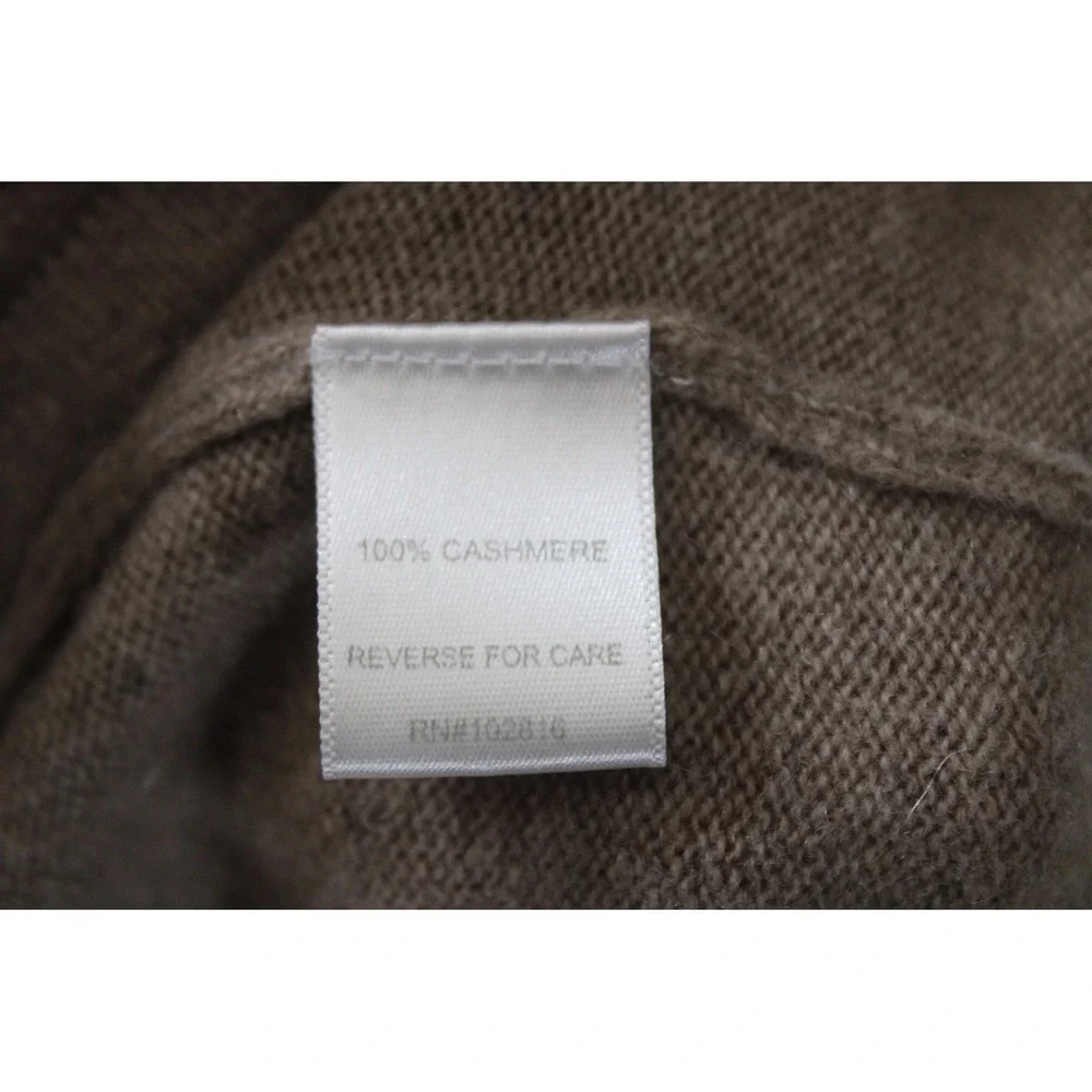 Garnet Hill L Taupe Brown Cashmere Cowl Neck Sweater Pointelle Knit 41698 - Picture 7 of 10